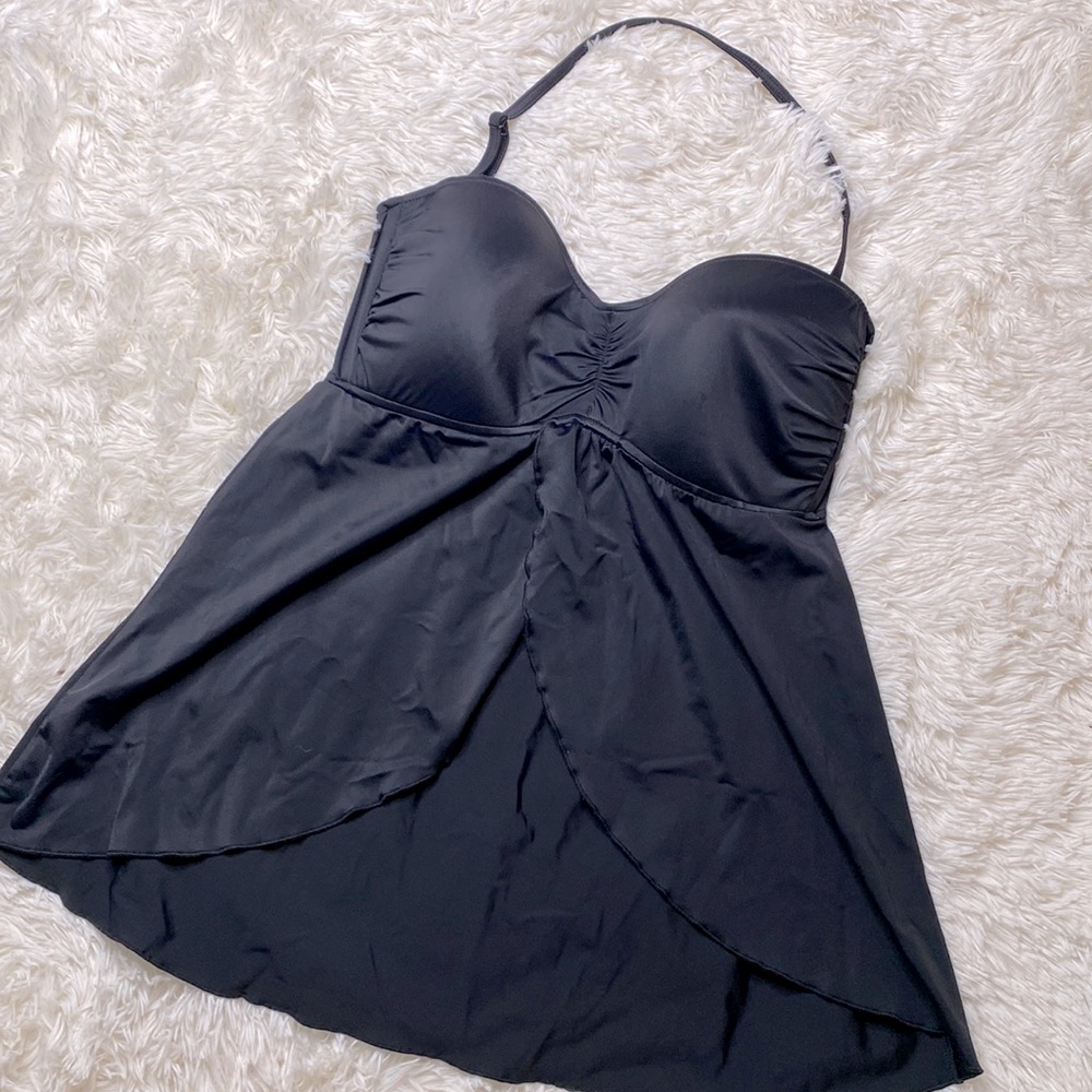 Venus Black Removable Halter Bathing Suit Tankini Swim Top Size 14